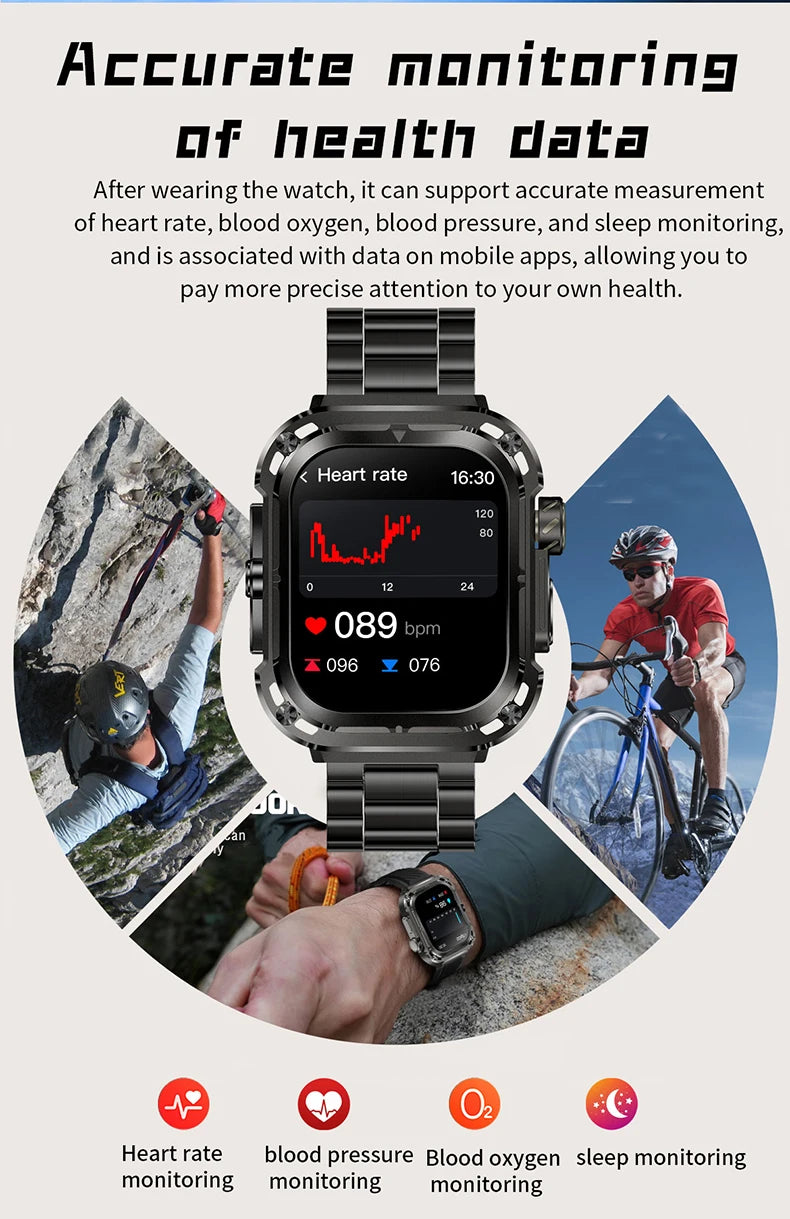 LIGE New 2.1" Ultra HD NFC Bluetooth Call Smart Watch Men Compass GPS Track 460mAH Battery Waterproof Watches For Android IOS
