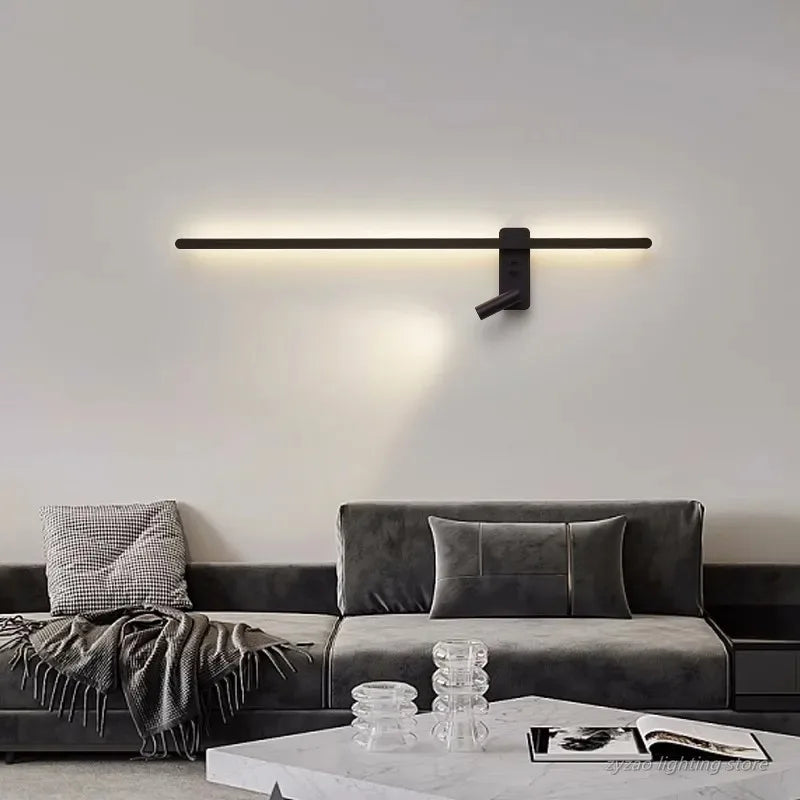 Modern Simple Long LED Wall Lamp Creative Rotatable Spotlights Living Room Bedroom Bedside Lighting Background Wall Home Decor