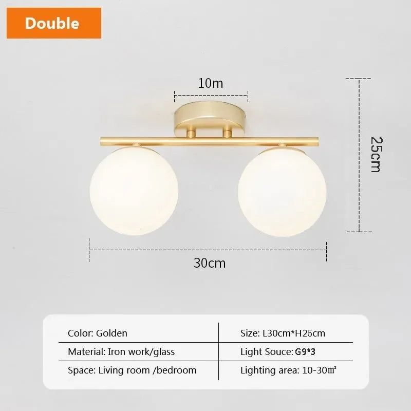Modern LED Glass Ceiling Lights Full Copper Orb Glass Lamps Aisle Corridor Entry Living Rooms Bedrooms Home Decor Light Fixtures