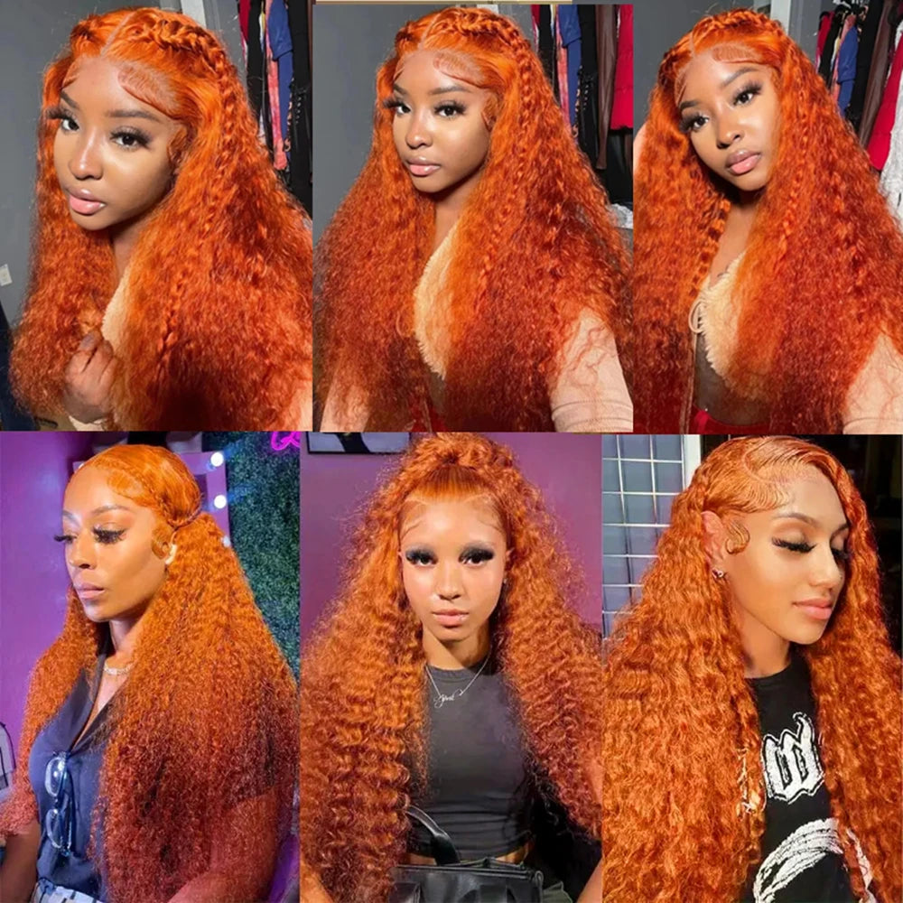 Silkwave Water Wave 13x4 Orange Ginger Lace Front Wig Curly Human Hair Wigs 30 Inch Deep Wave 13x6 HD Lace Frontal Wig For Women