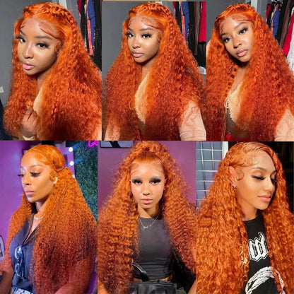Silkwave Water Wave 13x4 Orange Ginger Lace Front Wig Curly Human Hair Wigs 30 Inch Deep Wave 13x6 HD Lace Frontal Wig For Women
