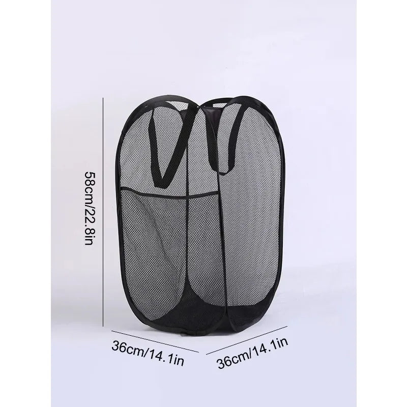 Large Capacity Foldable Dirty Clothes Basket Mesh Bathroom Storage Bucket Portable Organizer for Laundry