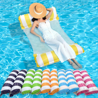 1pc Inflatable  Multi-Purpose Striped Floating Bed , Portable Water Lounge Raft for Swimming Pool Beach, Summer Relaxation