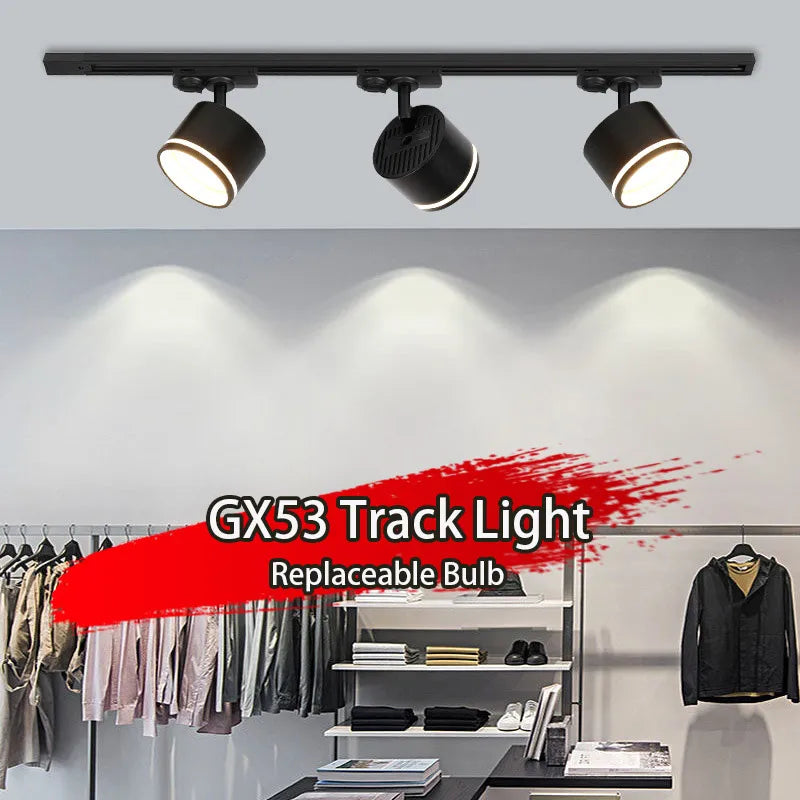 GX53 LED Track Spotlights Replaceable light bulb 110V 220V track Lights for Home Decor Living Room Kitchen Ceiling Lamp Decorate