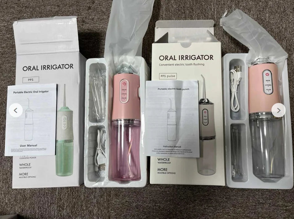 Portable Oral Irrigator Dental Water Flosser USB Water Jet Floss 4 Jet Tip 220ml 3 Modes IPX7 1400rpm Mouth Washing Machine