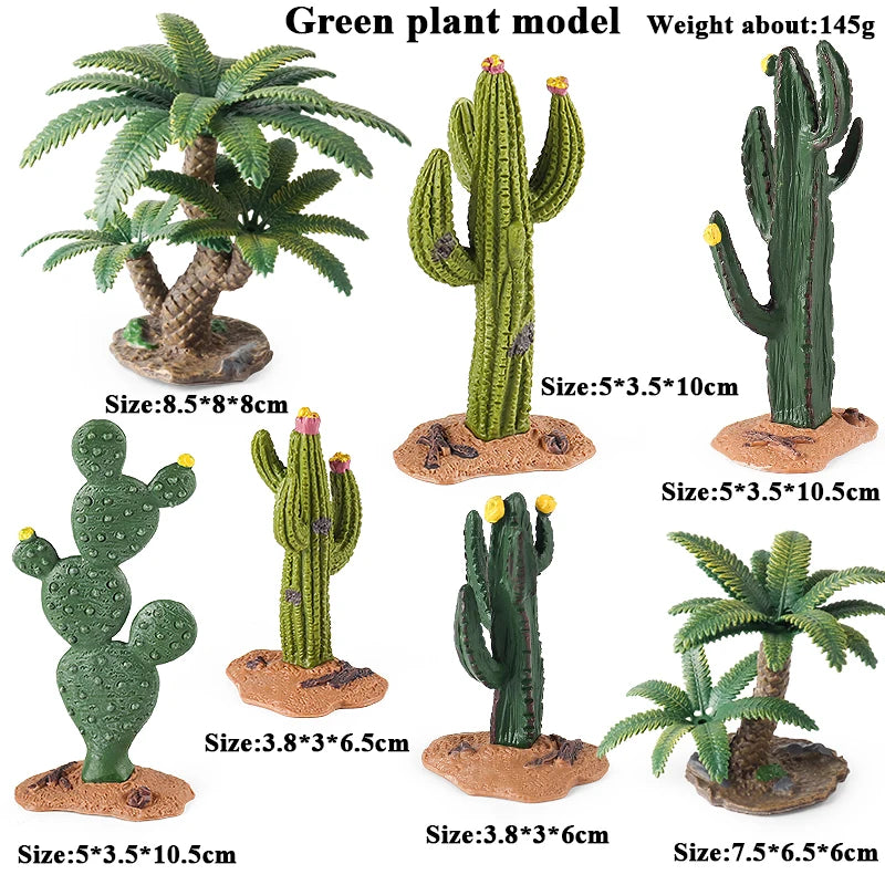 Oenux Simulation Home Decoration Stone Tree Stump Baobab Cacti Farm House Car Fence Accessory Animals Model Education Kids Toys
