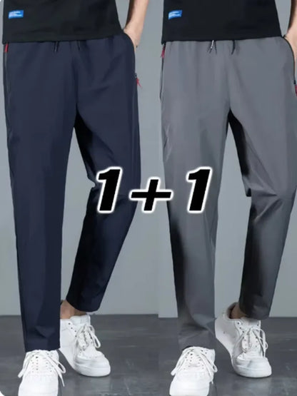 2 Pieces Men's Casual Pants Stretch Elastic Waist Jogger Korean Classic Blue Black Gray Male Brand Trousers Plus Size