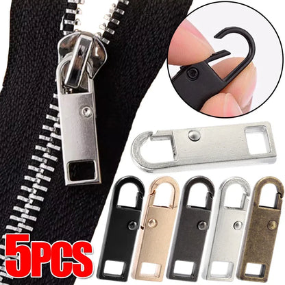 5/1Pcs Universal Metal Zipper Pull Tap Replacement Instant Repair Zipper Head Puller for Clothing Bags DIY Sewing Zipper Sliders