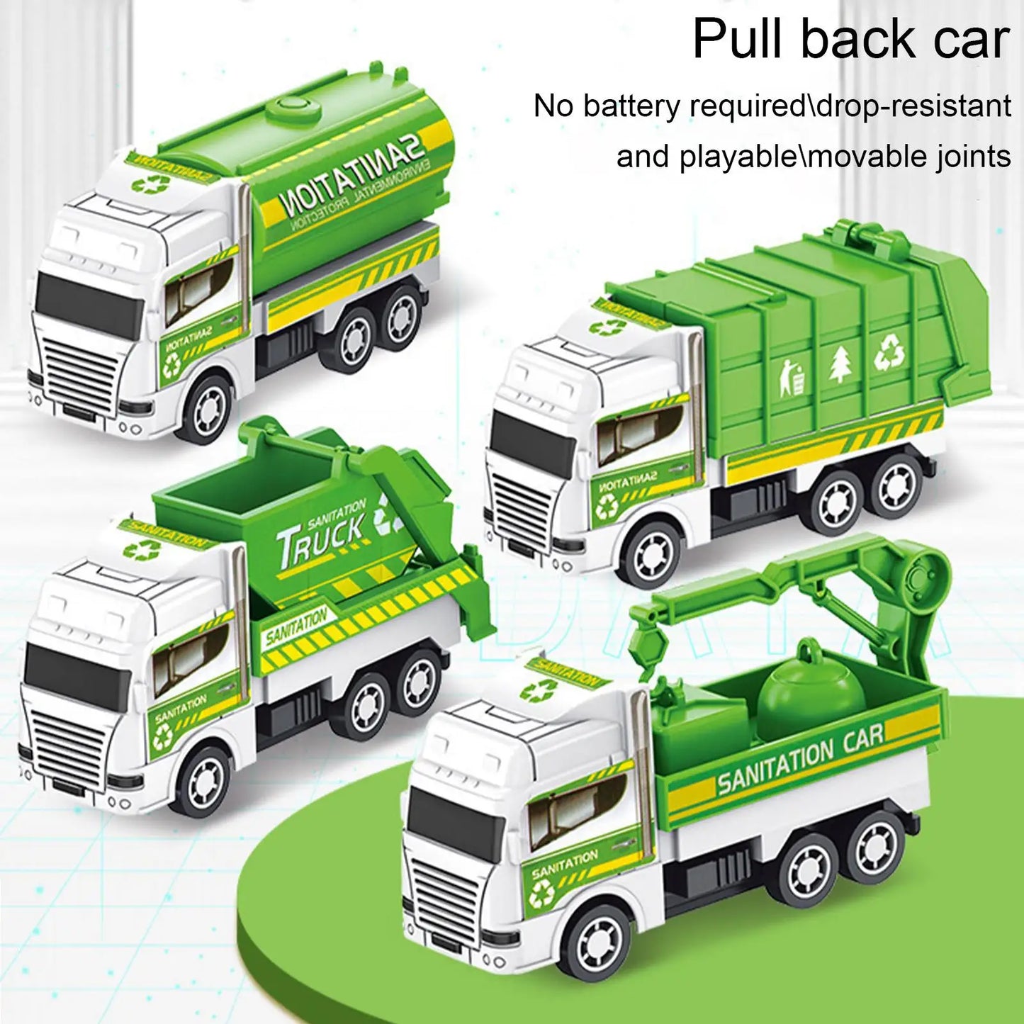 1pc Kids Toys Car Inertia Sanitation Truck Pull Back Plastic Model Engineering Vehicle Fire Engine Boys Toys For Children G L8y6