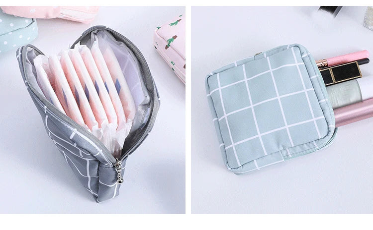 Women Small Cosmetic Bag Set Zipper Girls Mini Sanitary Napkins Makeup Lipstick Bags Travel Earphone Coin Organizer Pouch Bags