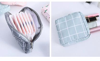 Women Small Cosmetic Bag Set Zipper Girls Mini Sanitary Napkins Makeup Lipstick Bags Travel Earphone Coin Organizer Pouch Bags