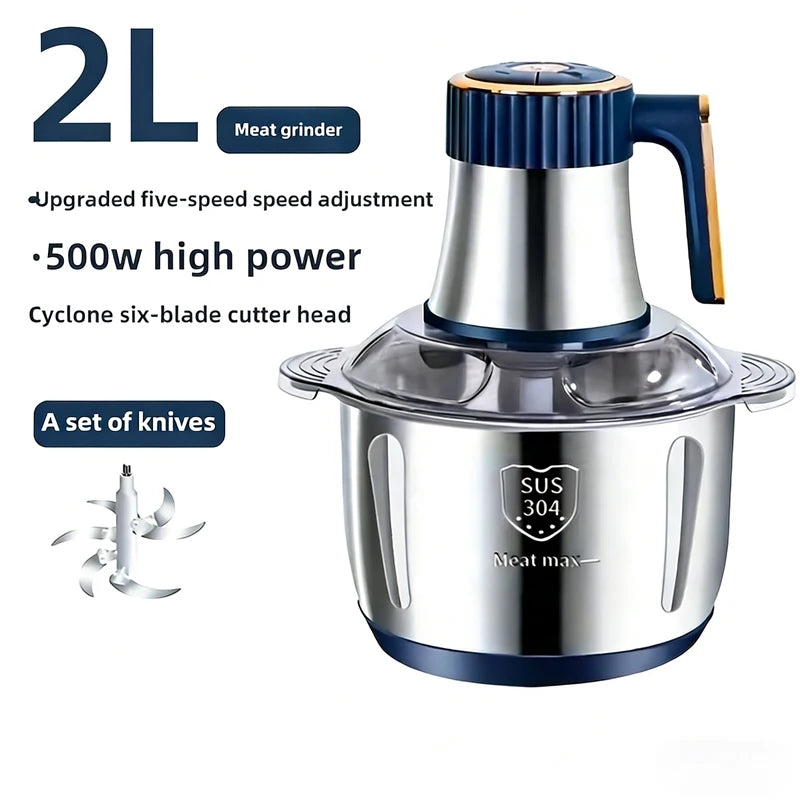 304 Stainless Steel Multifunctional Electric Food Processor 2L 3L 5L Meat Grinder Mincer Vegetable Chopper Slicer 220V EU Plug