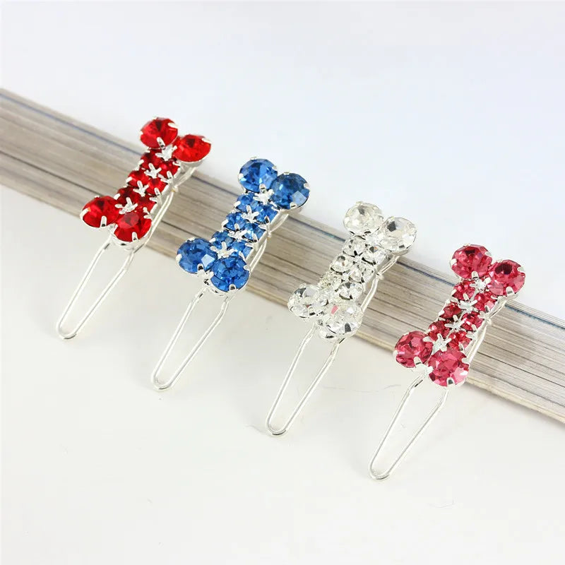 Bling Pearl Dog Collar Small and Medium Dogs Crown Hair Clips Puppy Accessories Doggy Heart and Bone Necklace Pet Supplies