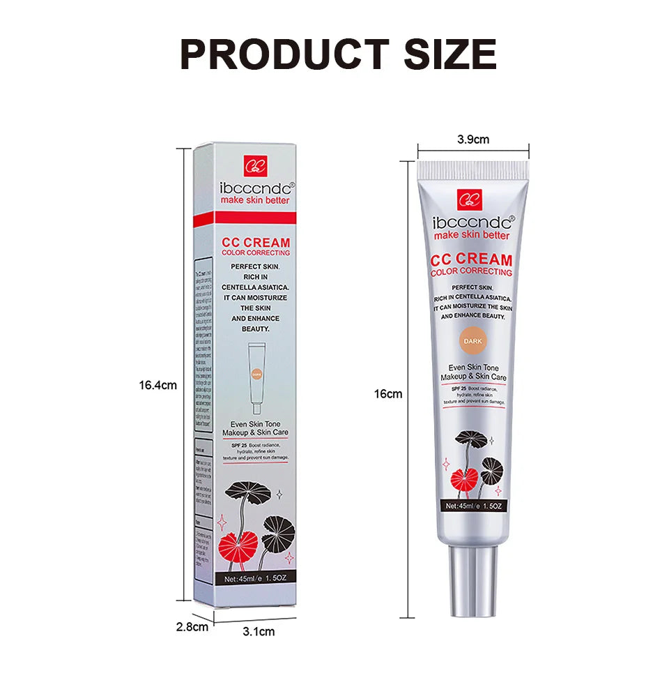 Correcting CC Cream Foundation Moisturizing Waterproof Even Skin Tone Base Makeup Lasting Conceal Pores CC Cream Primer Cosmetic