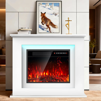 23'' Freestanding Electric Fireplace Stove w/Remote, Timer, Realistic Fake Fireplace Heater, 12 Flame Colors, 5 Flame Brightness