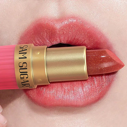 Chocolate Brown Luxurious Metallic Glitter Lipstick Long-Lasting Waterproof Non-Fade Shimmery Pearl Sparkling Lip Gloss Makeup