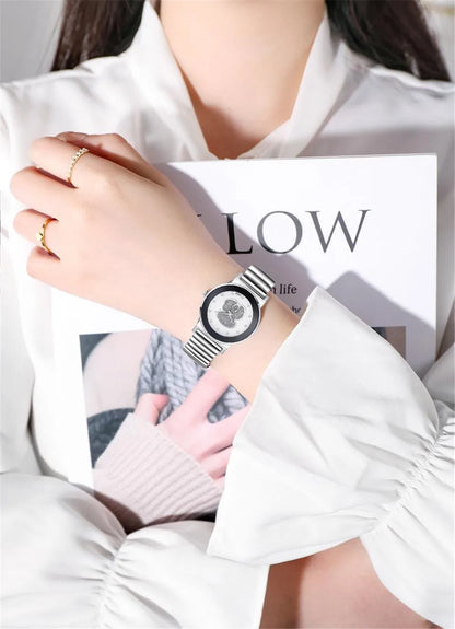 Luxury Ladies Black White Bear Diamond Simple Design Branded Quartz Watch Fashion Stretch Women Dress Clock Creative Watches
