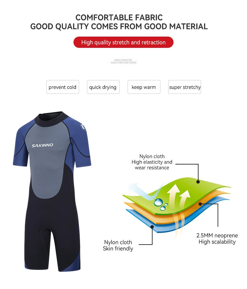 Men's 2mm 3mm One-piece Diving Suit Thermal Insulation Sun Protection Short Sleeve Swimming Surfing Snorkeling Shorty Wetsuit