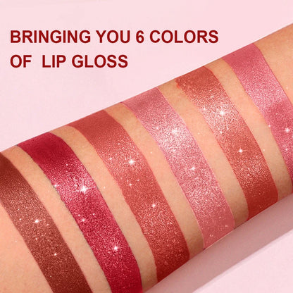 Chocolate Brown Luxurious Metallic Glitter Lipstick Long-Lasting Waterproof Non-Fade Shimmery Pearl Sparkling Lip Gloss Makeup