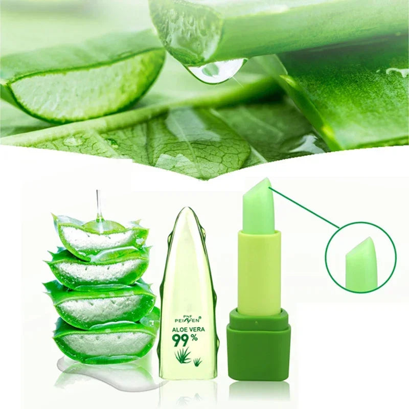 99% ALOE VERA Moistourizing Lips Batom Jelly Lipstick Long Lasting Temperature Change Color Lipstick Makeup