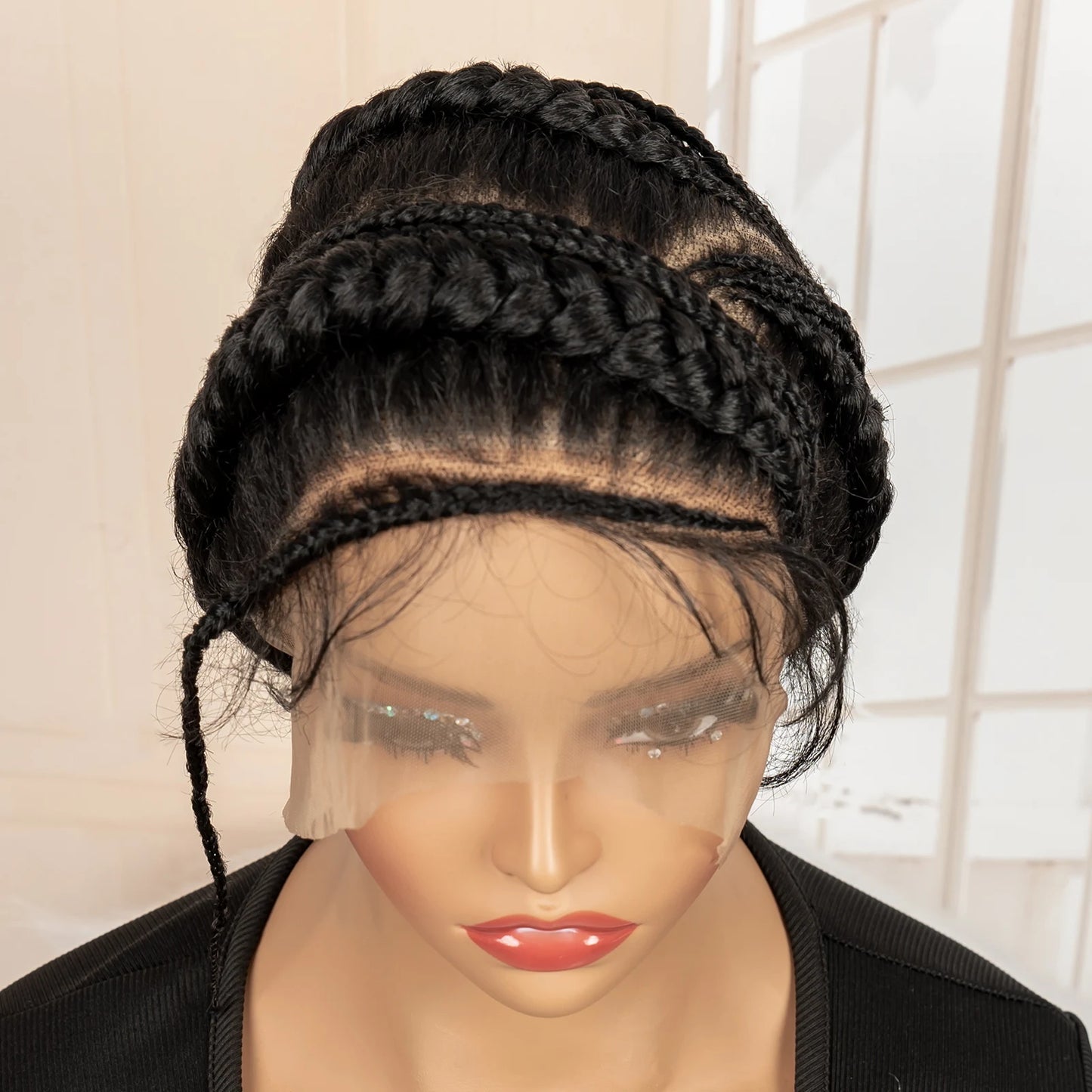 New Arrival Afro Bantu Braided Wigs Synthetic Full Lace Cornrow Box Braided Wigs Natural Handmade Braids Wig for Black Women