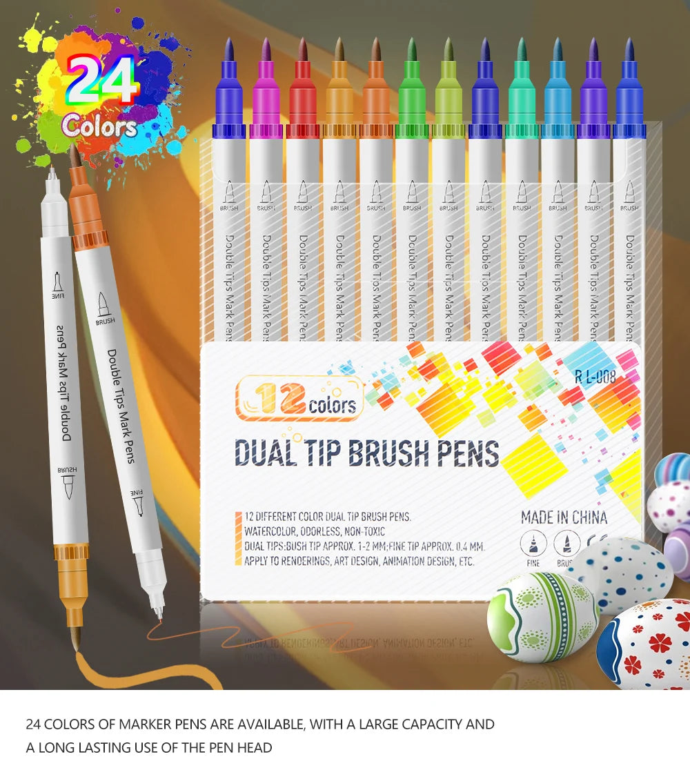 12-72 Colors Art Markers – Waterproof & Quick-Drying | For DIY Painting on Stone, Wood, Paper | Art Stationery & School Supplies