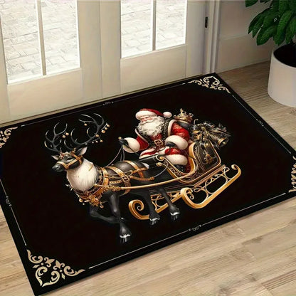 Christmas Santa Claus Welcome Mat Non Slip Floor Rug Washable Bedroom Kitchen Entrance Doormat Polyester Home Decor Carpet