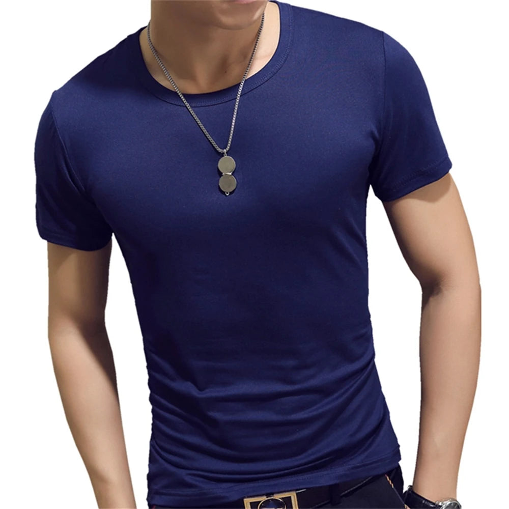 7 Colors Slim Man's T-shirt Short Sleeve Streetwear Gym Clothing Tee Top Plain Running Shirt Camiseta Masculina Tee Shirt Homme