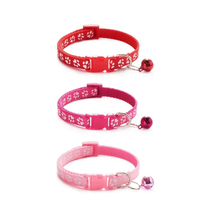1/3/6/12/18Pcs Hot Pet Cat Bell Collar Dog Print Cat Collar Multi-Color Optional Necklace Ring Cat Rope Collar Pet Supplies