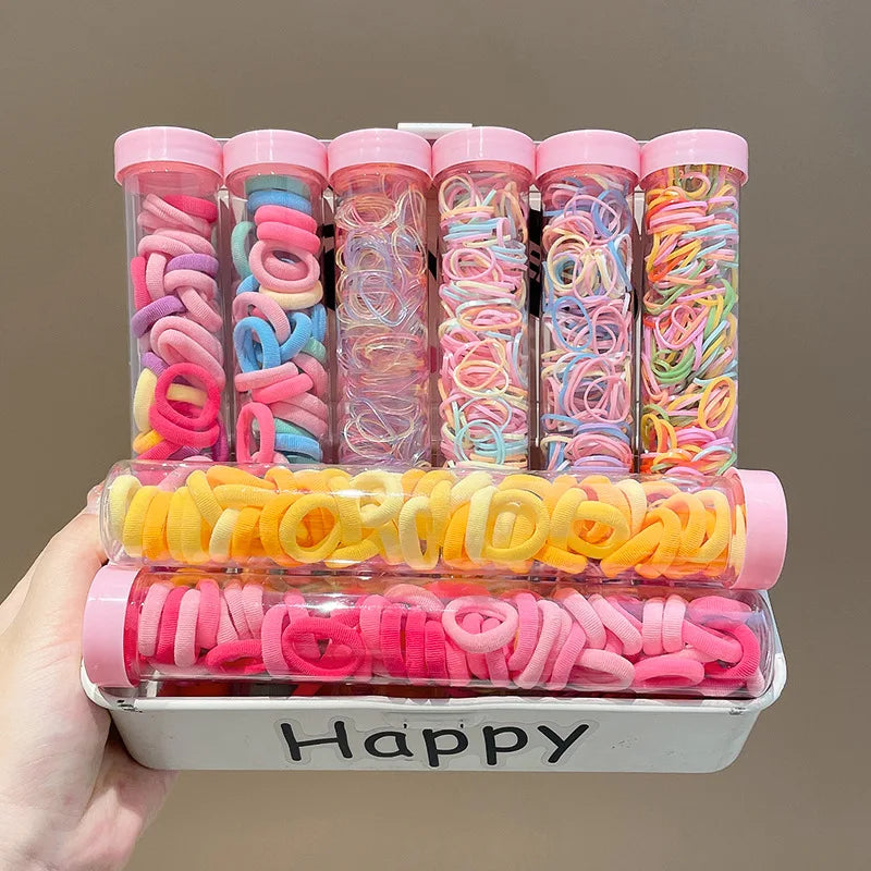 100 Piece/set Elastic Hair Bands Girls Baby Hair Accessories Child Hair Ring Head Rope Scrunchies Headwear Excluding Bottles