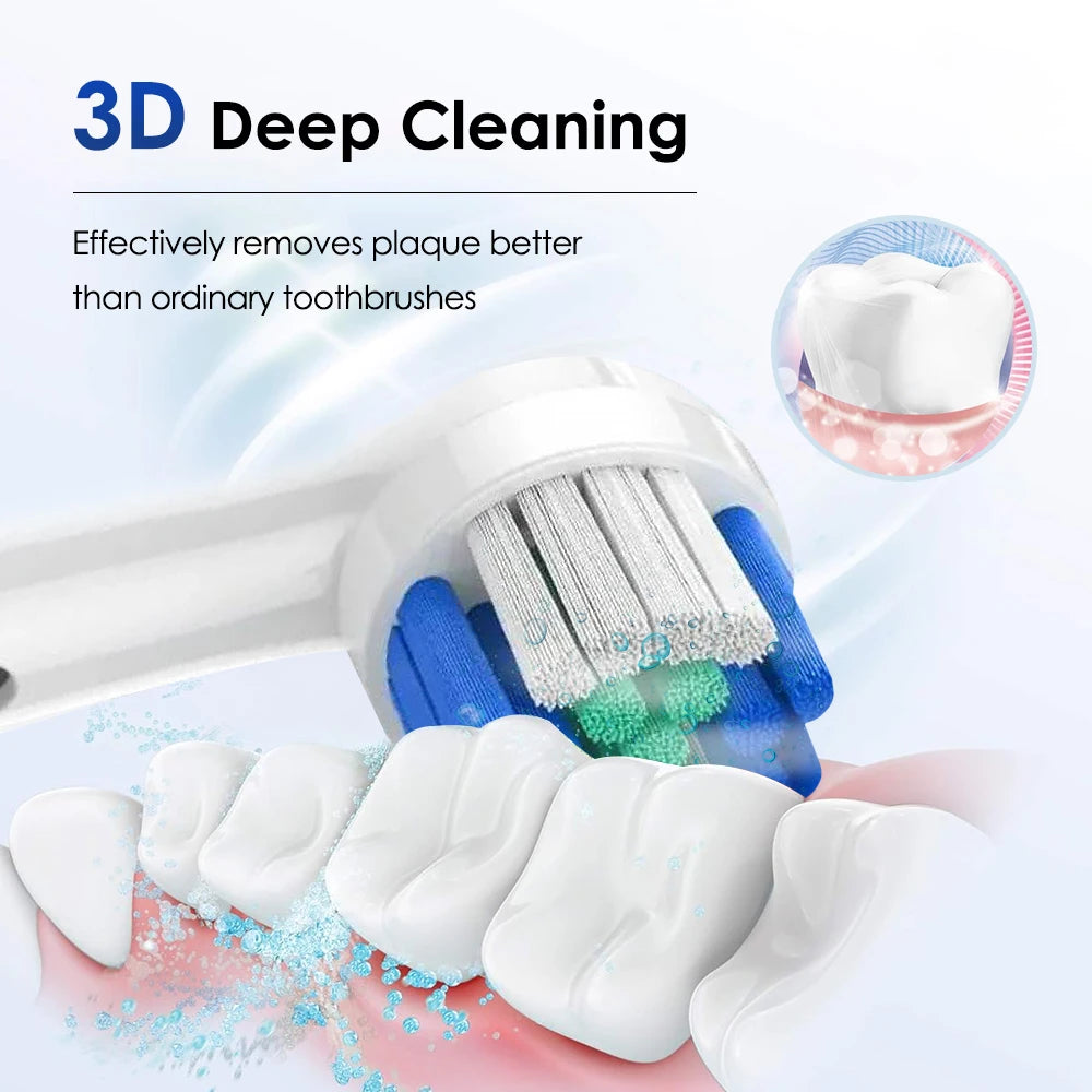 5 Modes Rotating Electric Toothbrush for Adults Smart Timer Deep Clean USB Rechargeable Tooth Brush with Replacement Heads