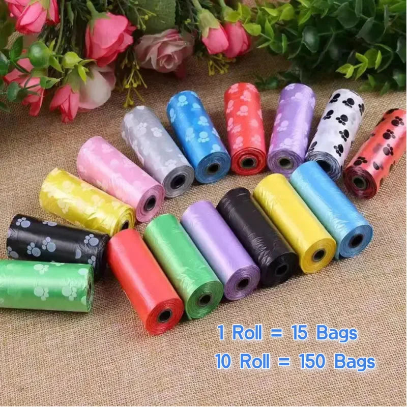 LED Lighted Dog Poop Bags Dispenser Portable with 10 Rolls Waste Bags Degradable for Outdoor Night Dog Walking Cat Cleaning
