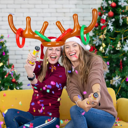 1/2/3pcs Inflatable Reindeer Antler Ring Toss Game Christmas Family Holiday Party Games Outdoor Indoor Ring Toss Xmas Gifts Toys