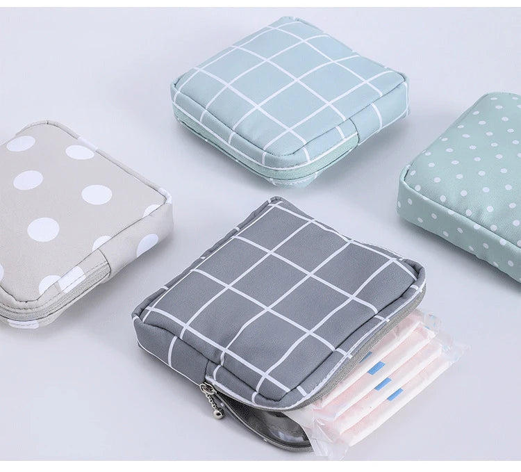 Women Small Cosmetic Bag Set Zipper Girls Mini Sanitary Napkins Makeup Lipstick Bags Travel Earphone Coin Organizer Pouch Bags