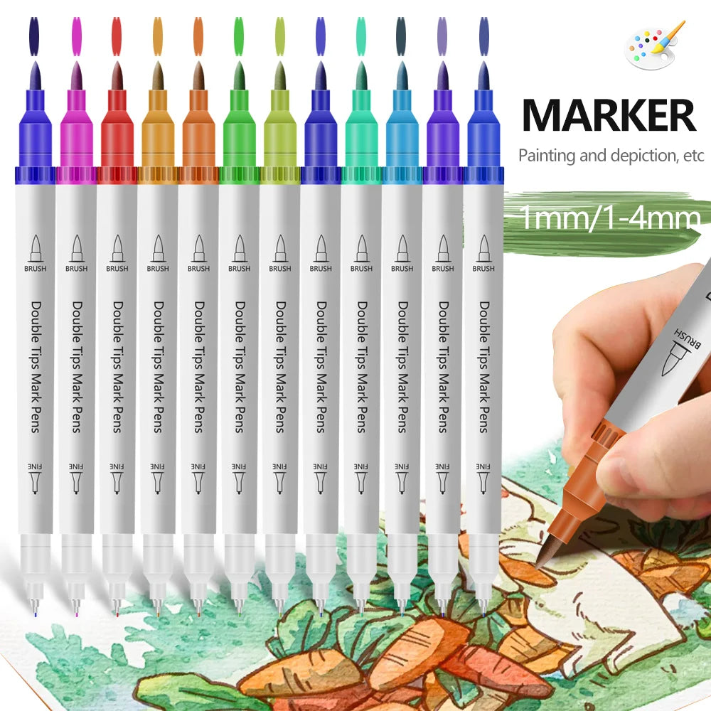 12-72 Colors Art Markers – Waterproof & Quick-Drying | For DIY Painting on Stone, Wood, Paper | Art Stationery & School Supplies