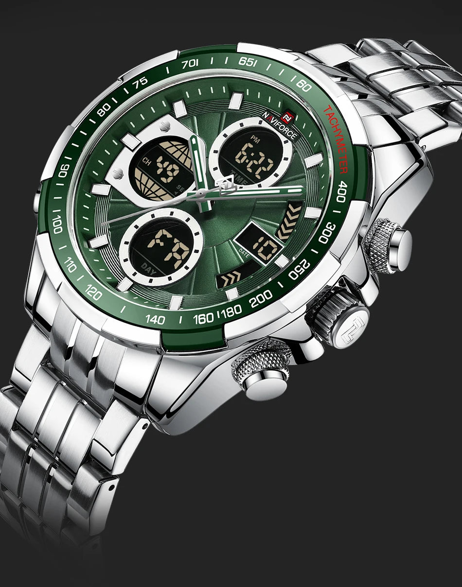 NAVIFORCE Luxury Original Sports Wrist Watch For Men Quartz Steel Waterproof Dual Display Military LED Digital Watches Relogio