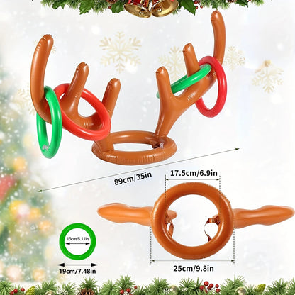1/2/3pcs Inflatable Reindeer Antler Ring Toss Game Christmas Family Holiday Party Games Outdoor Indoor Ring Toss Xmas Gifts Toys