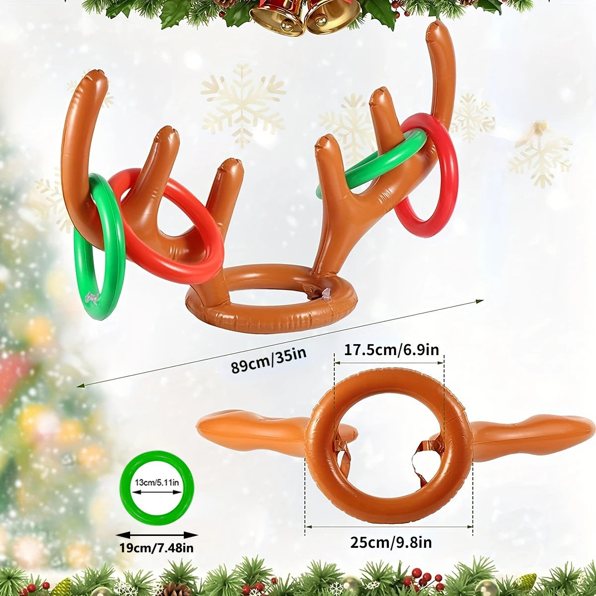 1/2/3pcs Inflatable Reindeer Antler Ring Toss Game Christmas Family Holiday Party Games Outdoor Indoor Ring Toss Xmas Gifts Toys