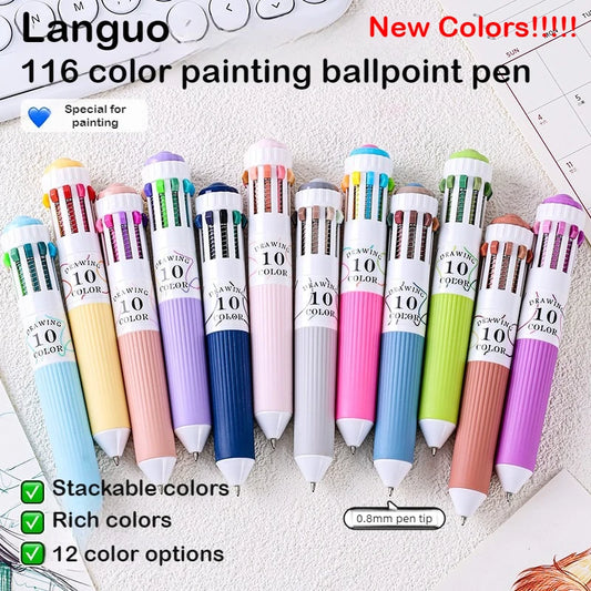 Languo 120 Color Ballpoint Pen 0.8mm Cartoon Soft Grip Press Multicolor Writing Pen for Drawing Overlay School Office Supplies