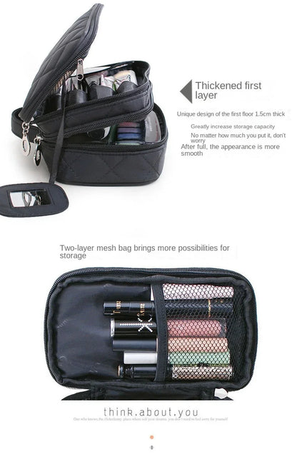 Women's cosmetic bag Double layer Waterproof makeup bag travel essentials organizer large capacity Multifunction toiletry bag