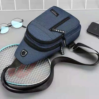 Men's Bag Solid Color Men's Chest Bag Outdoor Casual Fashionable Small Satchel Canvas Handbag Zipper Messenger Fashion Bags