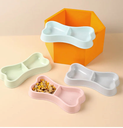 Pet Supplies Double Bowl Dog Food dog bone shaped pet double bowl maca keel shaped dog double bowl pet bowl