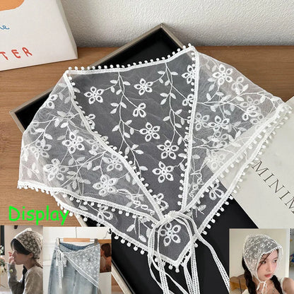 2025 HOT SALE! Y2K Women Lace Tulle Bandage Skirt Stacked Lace Half Skirt Layering Small Butt Curtain Flower Triangle Hair Scarf