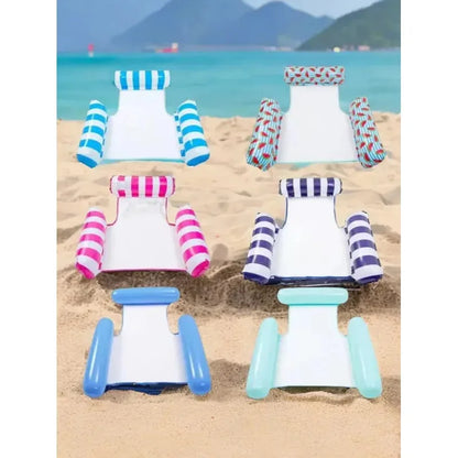 Adult inflatable water mat、Foldable reclining chair with backrest、Inflatable striped floating bed、Single hammock