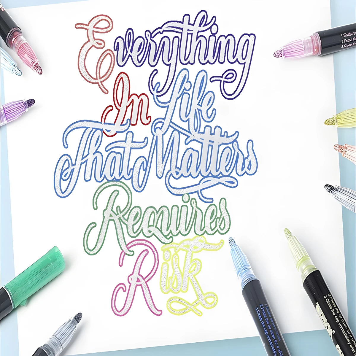 Double Line Outline Markers,Squiggles Shimmer Markers Set,Self Outline Metallic Glitter Marker Pens for Christmas,Art,Drawing