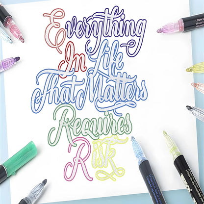 Double Line Outline Markers,Squiggles Shimmer Markers Set,Self Outline Metallic Glitter Marker Pens for Christmas,Art,Drawing