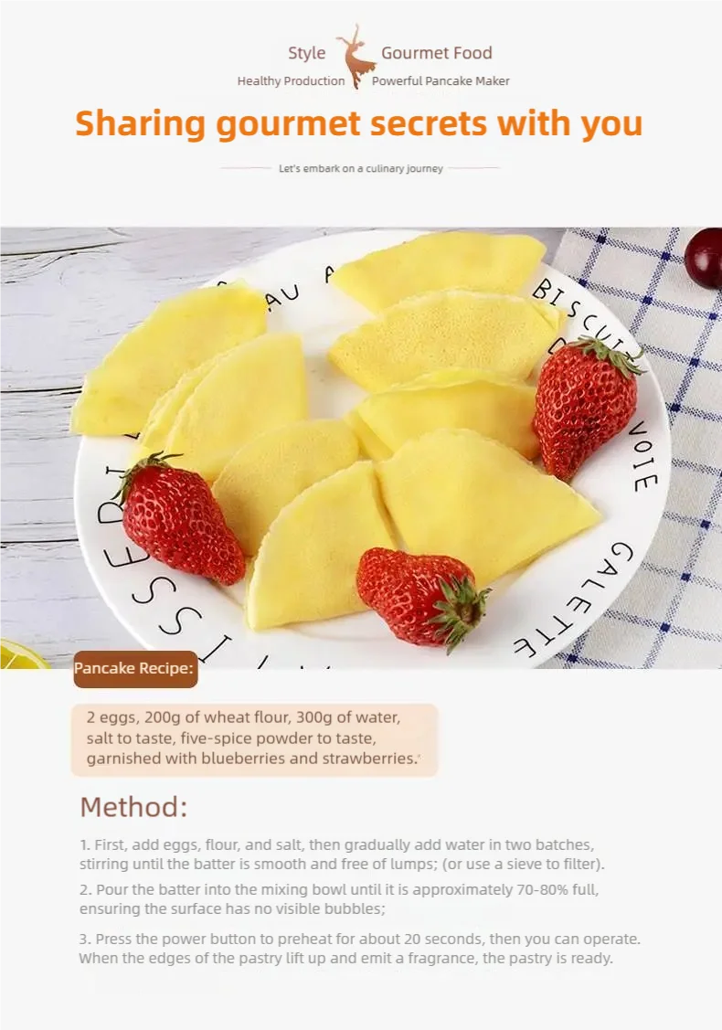 Electric Crepe Maker Cake Maker Machine Breakfast Pizza Baker Pancake Baking Pan Non-Stick Pan Chinese Spring Roll Cooking Pan