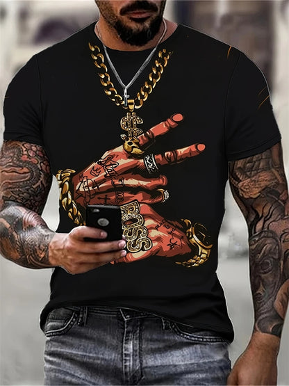 Creative Geometric Pattern Printed Men's T-shirt Summer Outdoor Sports Fitness Short Sleeves Comfortable And Breathable T-shirt