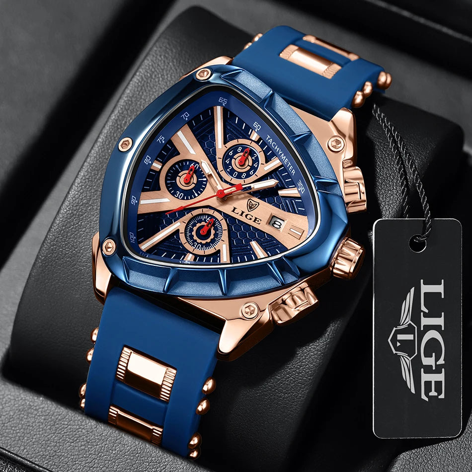 LIGE Original Luxury Men Watch Waterproof Sport Mens Quartz Wrist Watches Business Big Dial Wristwatches Relogio Masculino+BOX