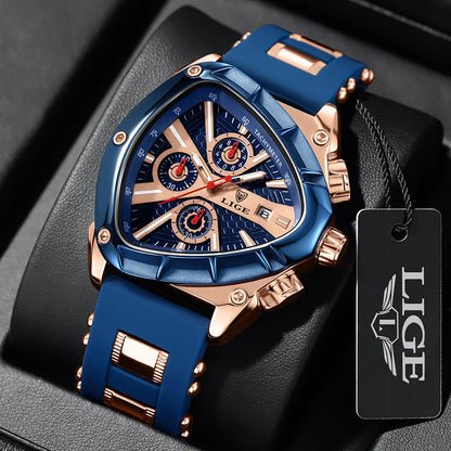 LIGE Original Luxury Men Watch Waterproof Sport Mens Quartz Wrist Watches Business Big Dial Wristwatches Relogio Masculino+BOX